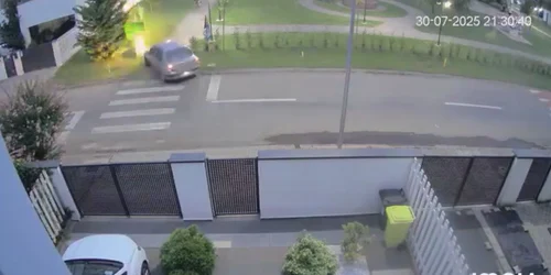 Un șofer a intrat cu mașina pe aleile pietonale ale unui parc din Timiș foto captură video