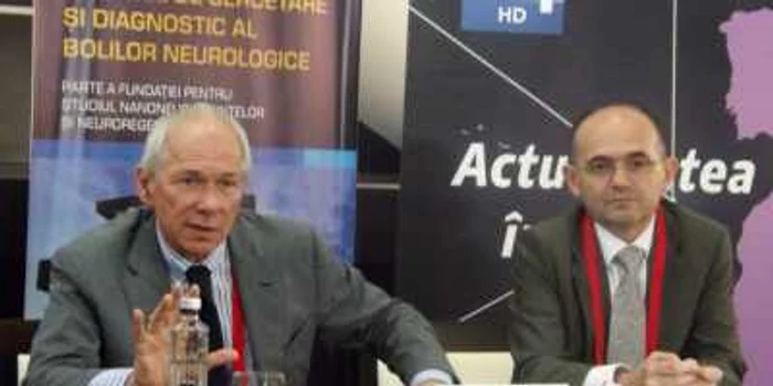 Volker Homberg, secretarul Federaţiei Mondiale de Neuroreabilitare, şi Dafin Mureşanu, preşedintele Societăţii de Neurologie din România (SNR) au vorbit despre sănătatea creierului. FOTO:Remus Florescu