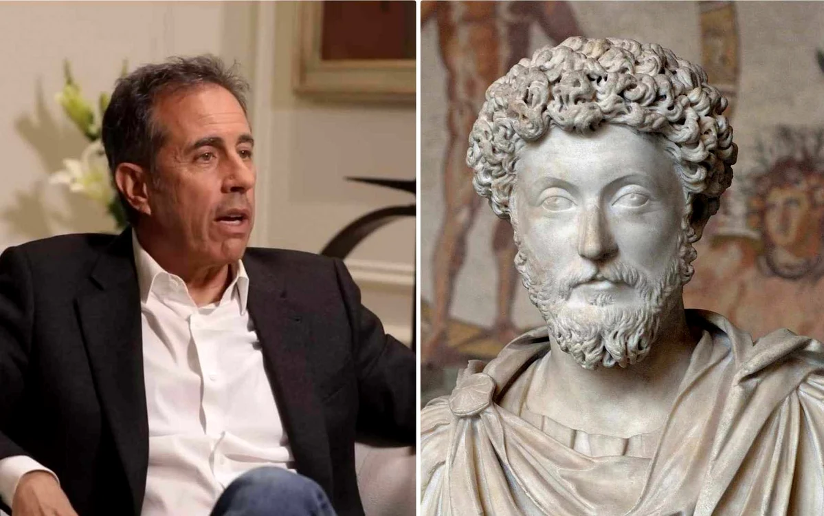 Jerry Seinfeld (foto Graham Bensinger - Youtube) / Marcus Aureliu, Sursa Wikipedia.