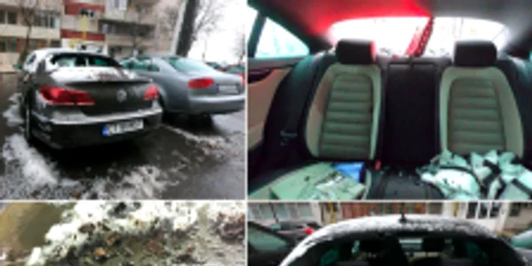 Lunetă spartă maşină avariată de furtună crengi ccopaci căzute furtnună viscol vânt puternic Sursa Facebook Marian Sterea 