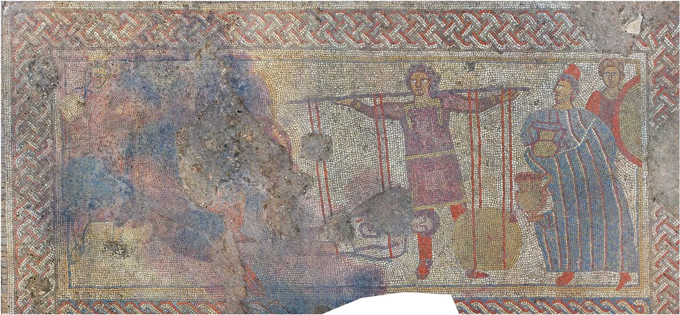 Mozaicul de la Ketton: Scena 3 (© University of Leicester Archaeological Services) 