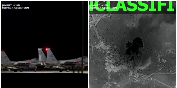 SUA și forțele partenere au desfășurat lovituri aeriene de amploare asupra unor ținte ale grupării teroriste ISIS în Siria, 10 ianuarie 2026 FOTO: captură X