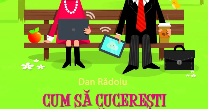 Ilustraţia de pe coperta cărţii "Cum să cucereşti un bărbat pe e-mail, messenger şi Facebook" de Dan Rădoiu FOTO: Editura Nemira
