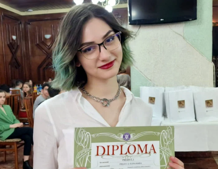 Elena Maria Pîrlici a obținut premiul I la Olimpiada Națională de Biologie Foto: arhivă personală