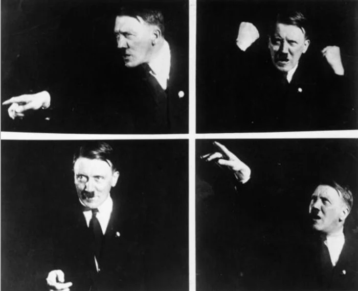 Adolf Hitler, surprins în timp ce ținea un discurs