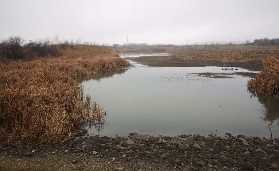 Lacul degradat care va fi amenajat într-o zonă publică de agrement, cu grădină și piste de biciclete