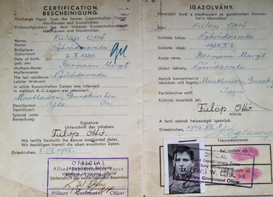 Certificat eliberat de guvernul militar american