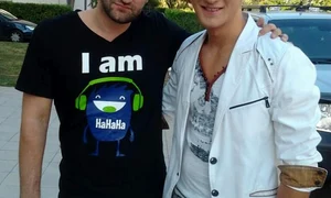 Smiley și Andrei Ciobanu la filmările emisiunii „Vocea României” de la PRO TV (2012) jpeg