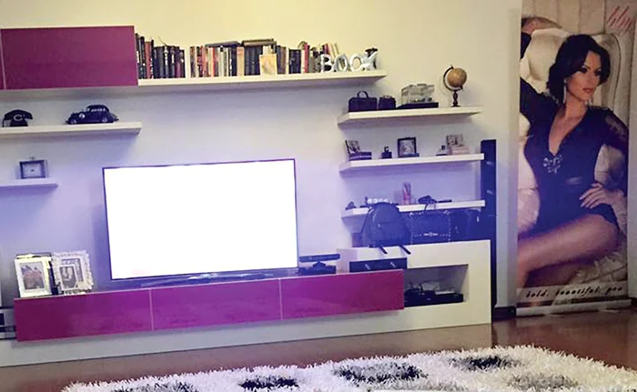 Daniela Crudu şi-a lipit pe perete o poză imensă, din care zâmbeşte provocator