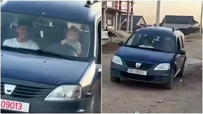 Bebeluș filmat la volan/ sursa captură Facebook 