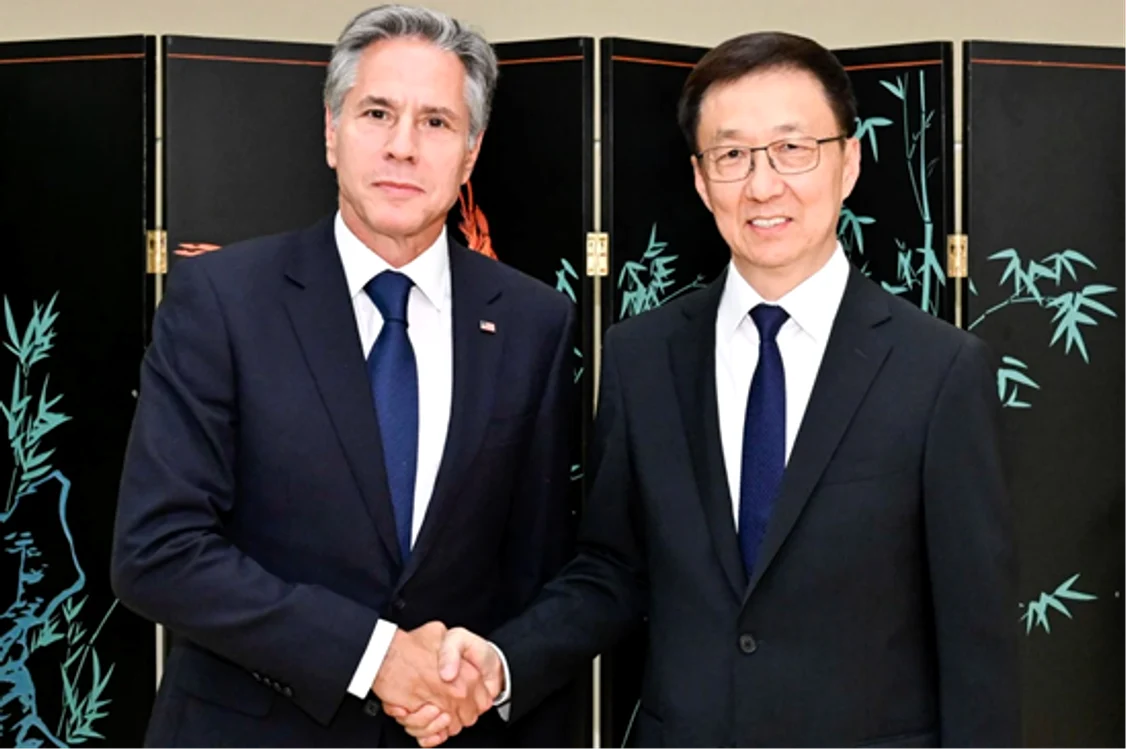 Secretarul de stat al SUA Antony Blinken și vicepreședintele chinez Han Zheng la New York