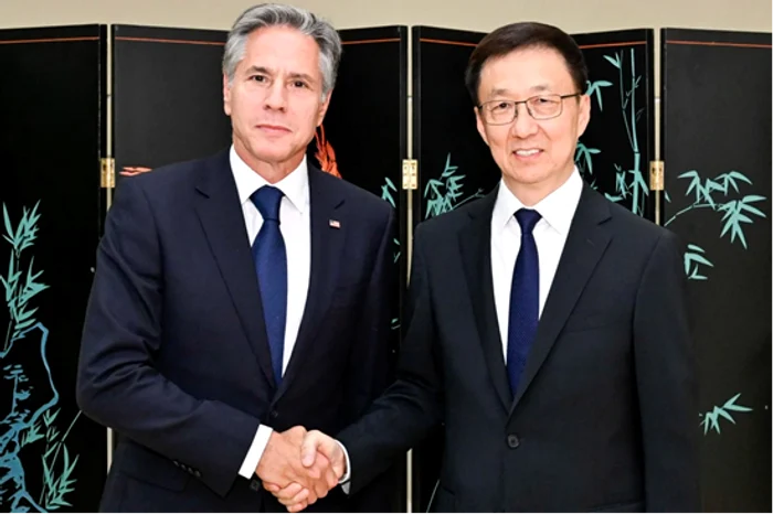 Secretarul de stat al SUA Antony Blinken și vicepreședintele chinez Han Zheng la New York