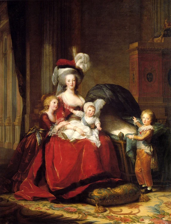 Maria Antoaneta și copiii săi, Marie Thérèse, Louis Charles și Louis Joseph (© Wikimedia Commons)