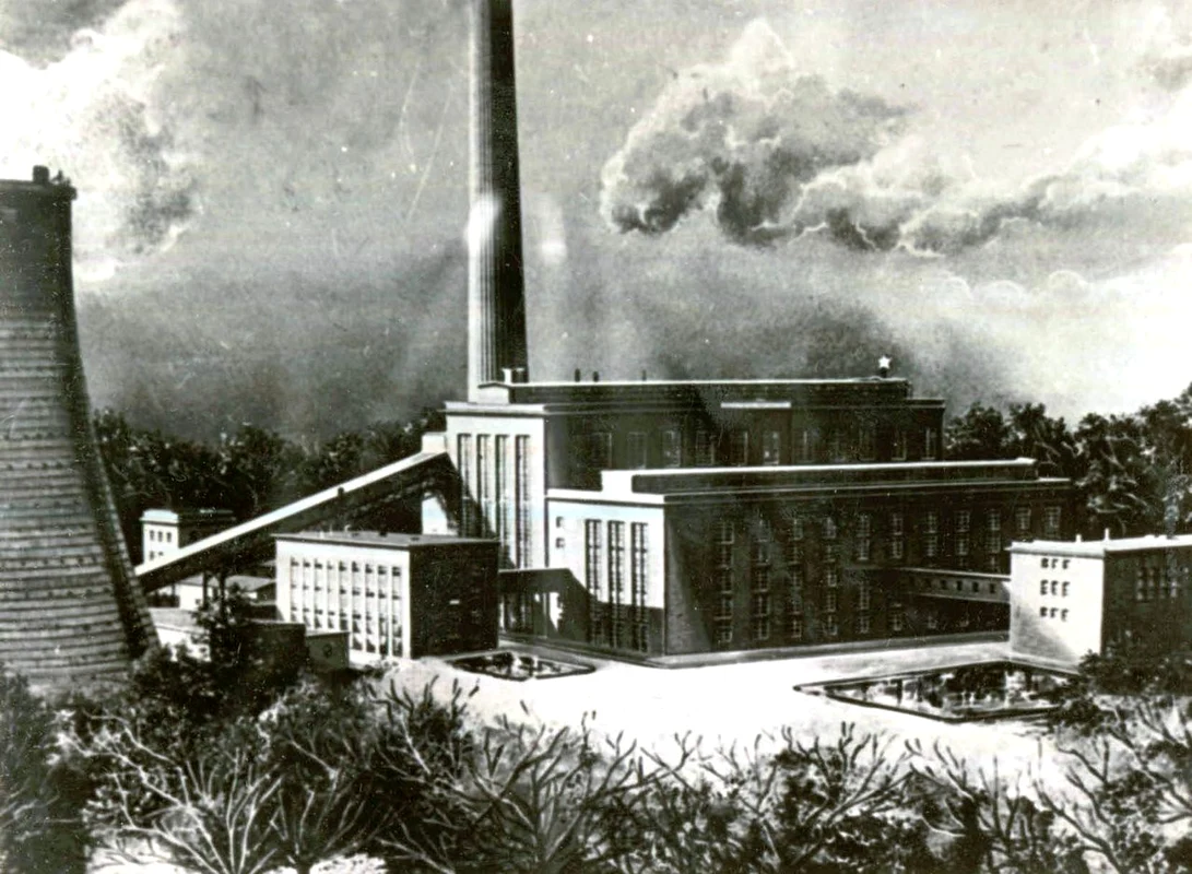 Termocentrala electrică de la Paroşeni intrată în funcţiune în 1955 (© „Fototeca online a comunismului românesc”, cota: 200/1955)