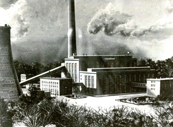 Termocentrala electrică de la Paroşeni intrată în funcţiune în 1955 (© „Fototeca online a comunismului românesc”, cota: 200/1955)