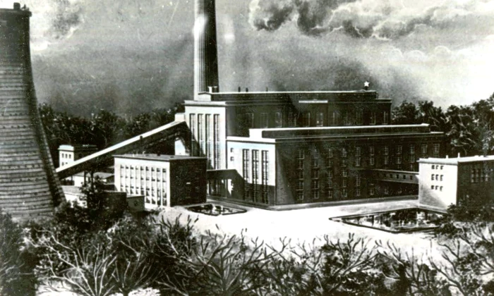 Termocentrala electrică de la Paroşeni intrată în funcţiune în 1955 (© „Fototeca online a comunismului românesc”, cota: 200/1955)