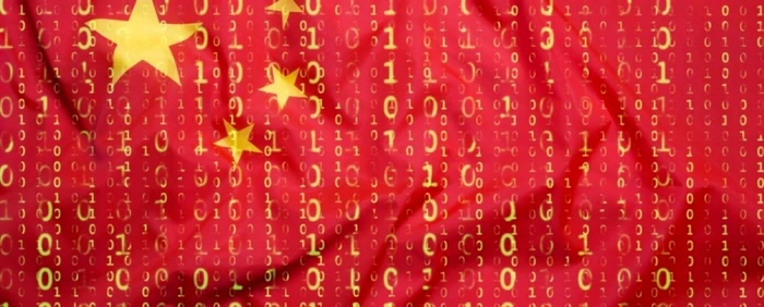 PRC flag with digital overlay