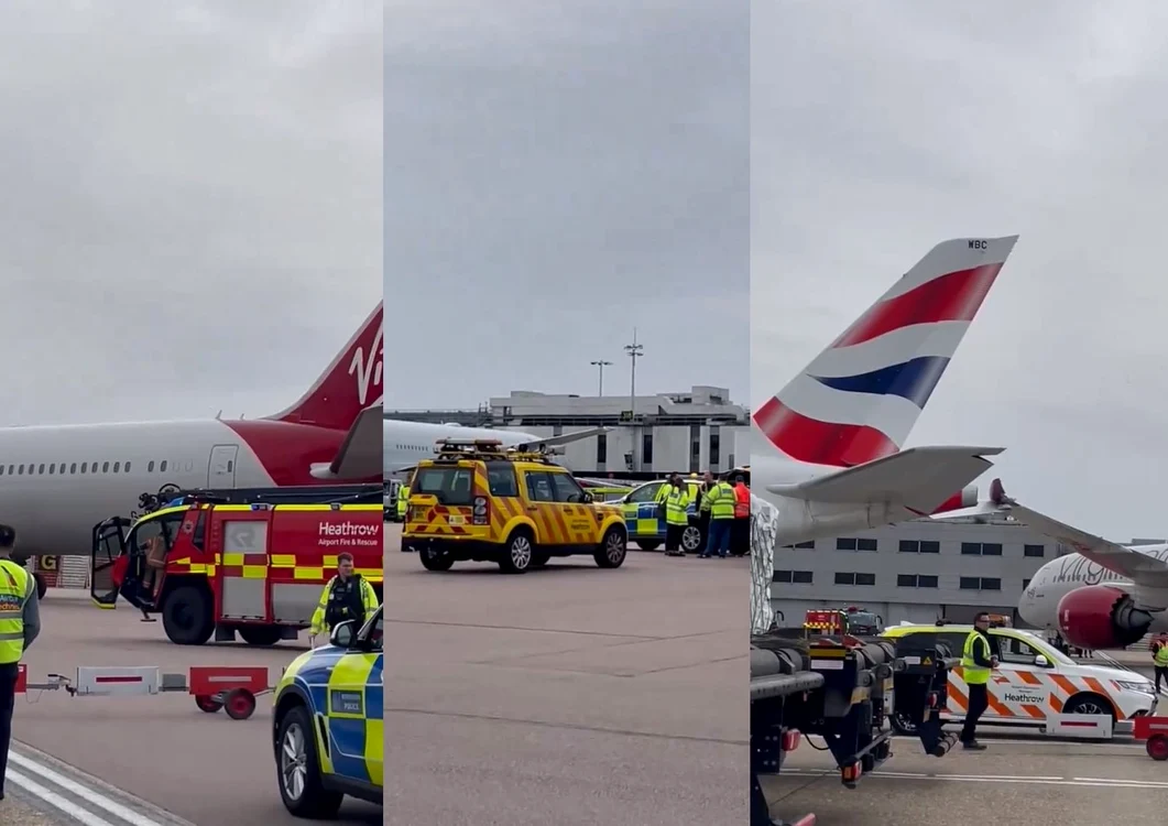 Două avioane s-au ciocnit pe Aeroportul Heathrow din Londra FOTO Captură video Twitter