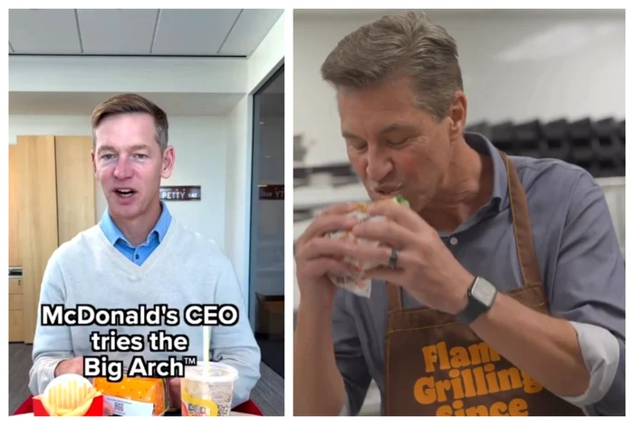 Chris Kempczinski a devenit subiect de glume după ce s-a filmat gustând noul burger / foto: captura 