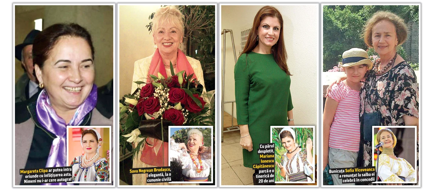 
    Nu-i aşa că nu le recunoaşteţi îmbrăcate în «civil»?  Îndrăgitele folcloriste pot trece neobservate  atunci când renunţă la costumul popular  