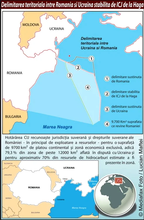 Harta care arată delimitarea platoului continental al Mării Negre