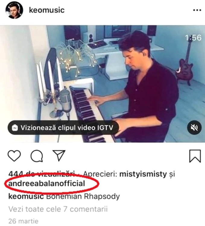 Like-ul Andreei Bălan la interpretarea lui Keo