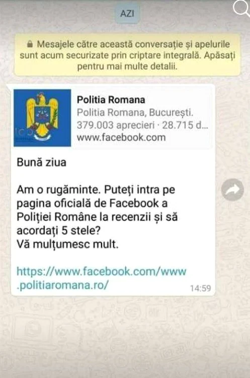 apel Politie pe Facebook