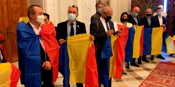 Protest AUR in Parlament FOTO Captura Facebook George Simion