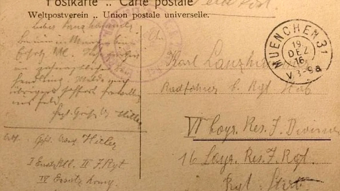 Cartea poştală scrisă de Hitler pe care "der Fuhrer" nu ar fi vrut să o prezinte în public niciodată jpeg