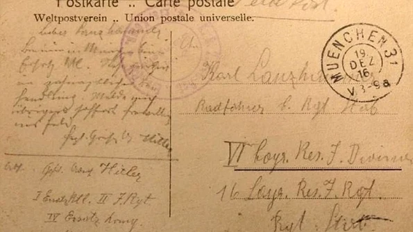 Cartea poştală scrisă de Hitler pe care "der Fuhrer" nu ar fi vrut să o prezinte în public niciodată jpeg