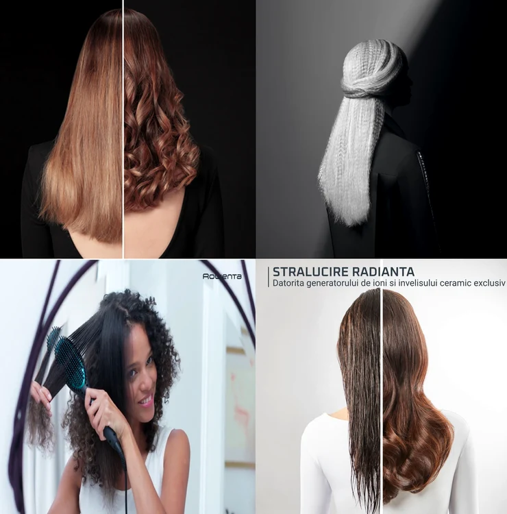 Imagii cu coafuri și aparate de styling pentru păr de la Rowenta Colaj