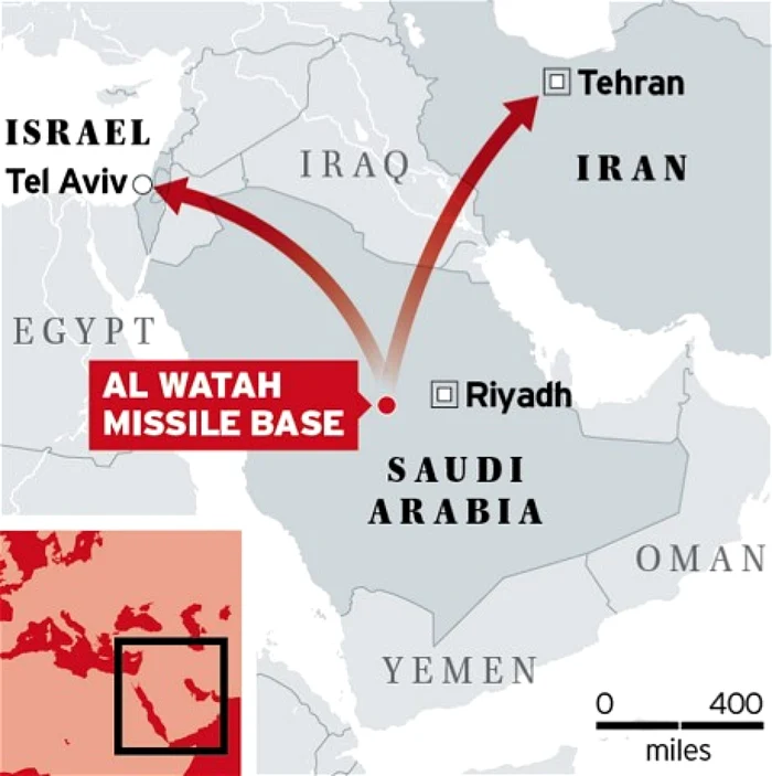 rachete din arabia saudita indreptate spre israel si iran