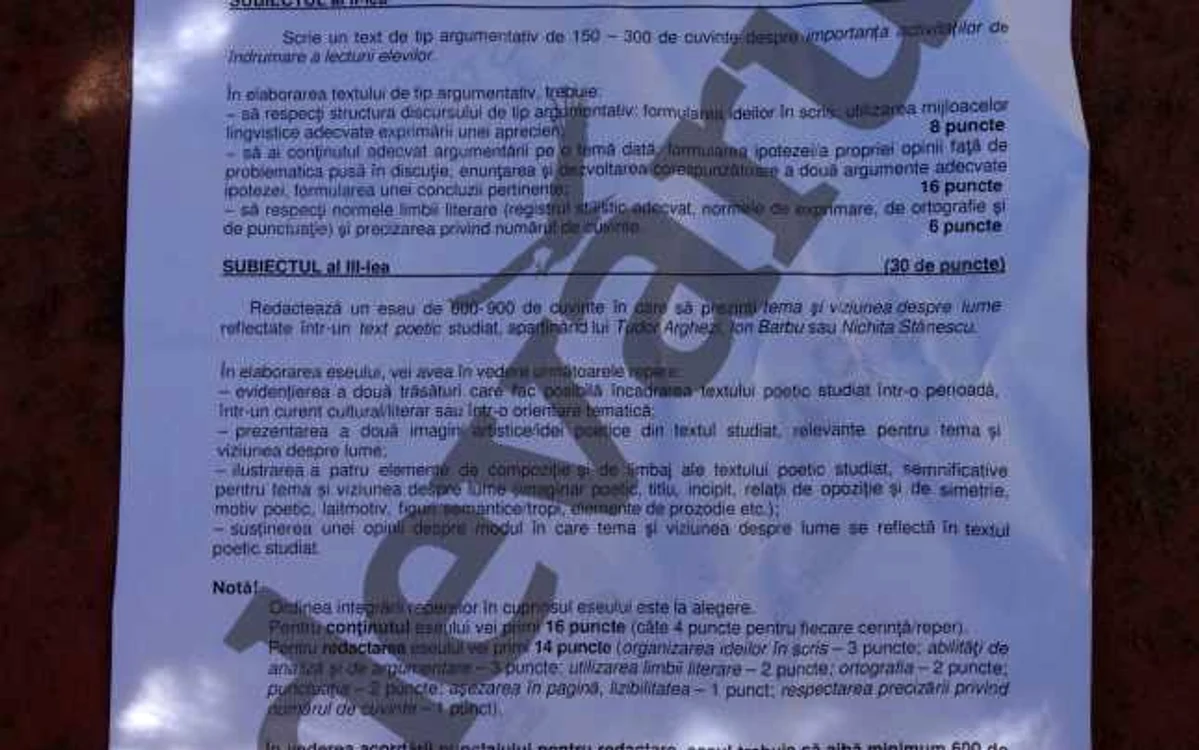subiecte bac romana uman