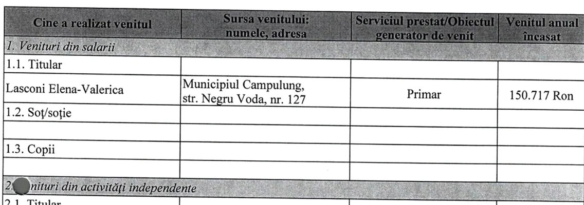 Cât câștigă Elena Lasconi din funcția de primar la Câmpulung / Sursa: declarația de avere a Elenei Lasconi