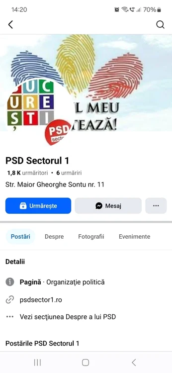 Contul fals al PSD Sectorul 1/FOTO: Facebook
