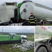 Un tren marfar a lovit o cisternă foto facebook Breaking News Giurgiu png