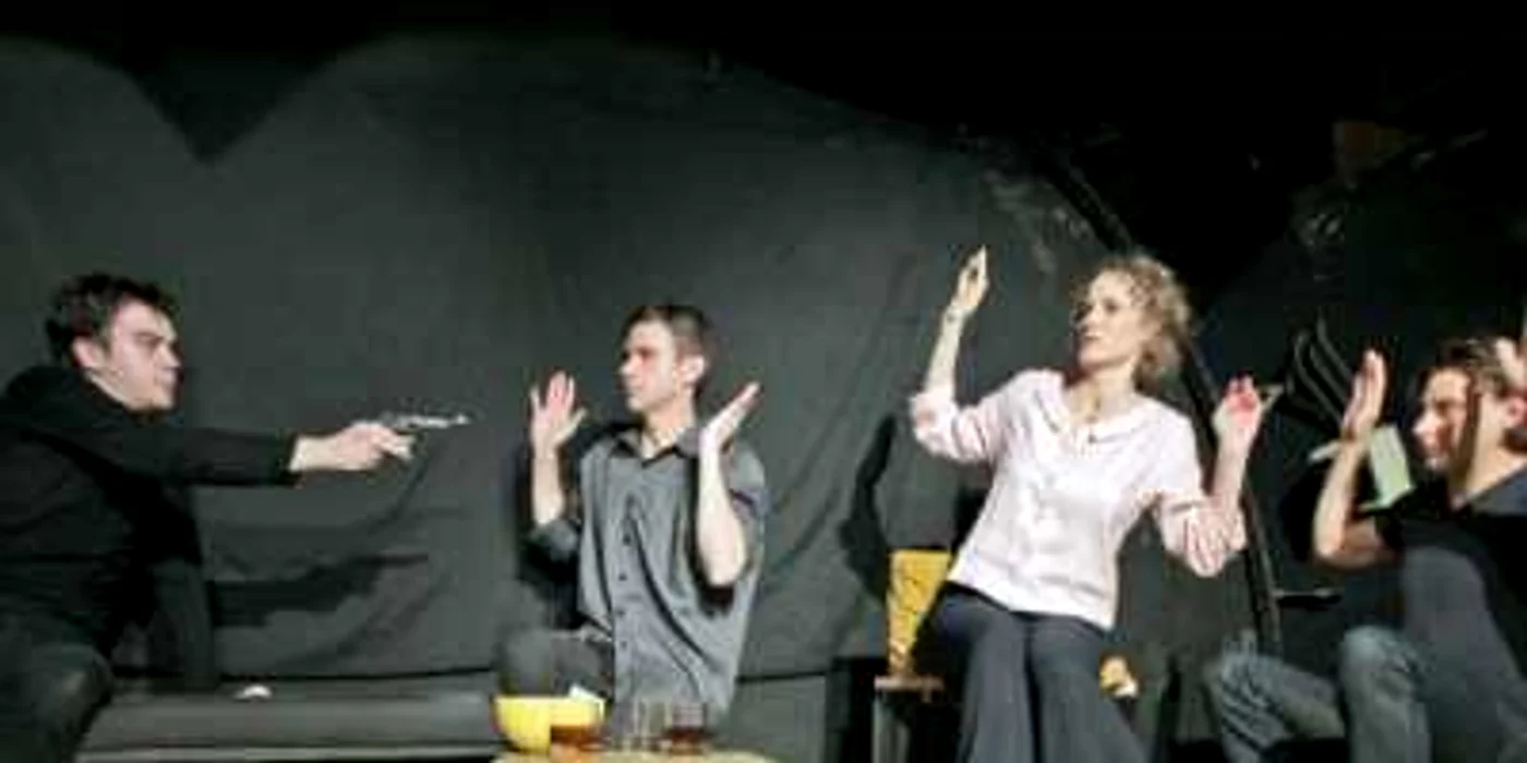 Alexandru Huţuleac,  Radu Iacoban, Lia Bugnar şi Marius Manole,  în spectacolul „O piesă deşănţată“ 
