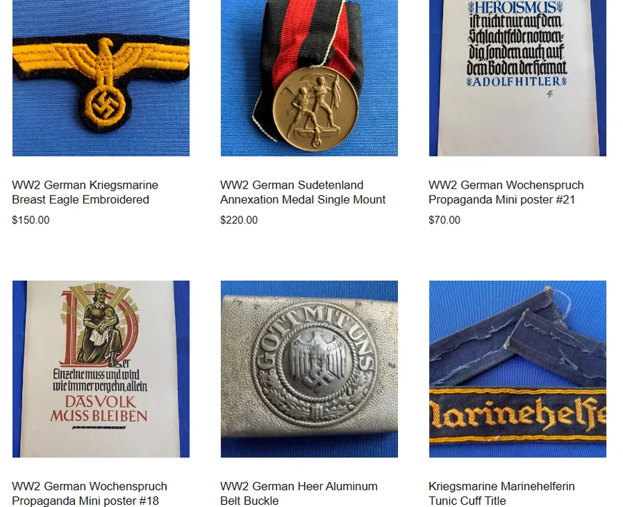 Artefacte naziste, vândute pe site-uri din Australia FOTO Kurt Coleman Military Antiques