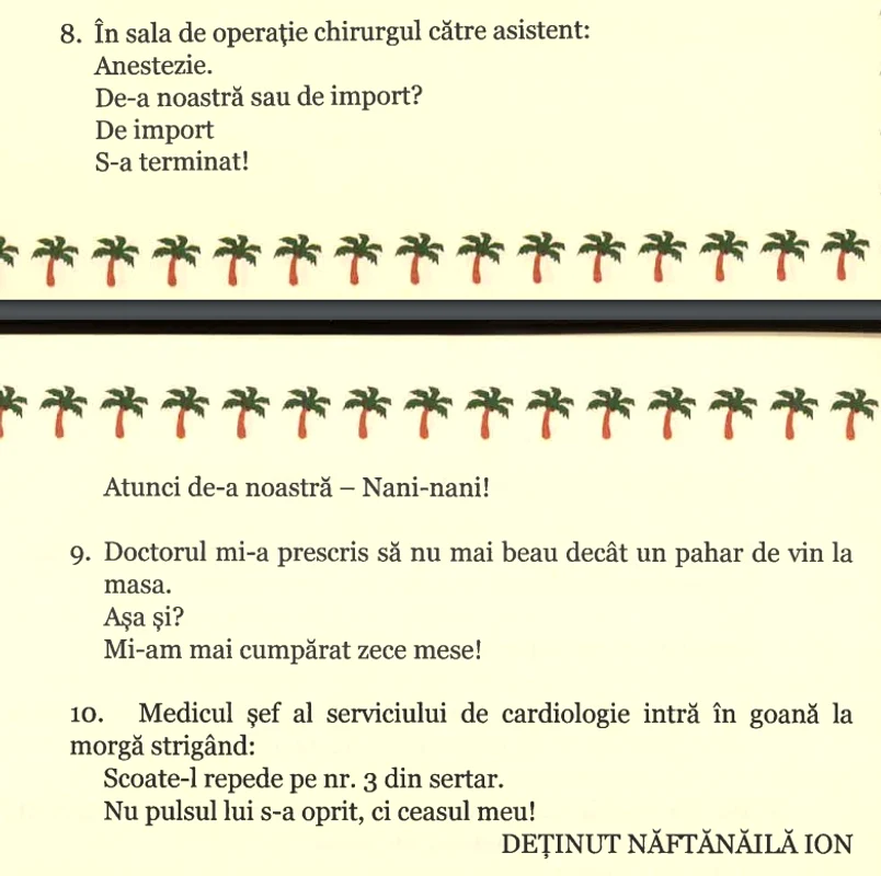 O parte dintre bancurile publicate de primarul Ion Năftănăilă Print Screen: Revista Penitenciarului Mioveni jpg