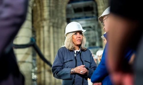 Brigitte Macron, pe șantierul catedralei Notre Dame FOTO Profimedia 