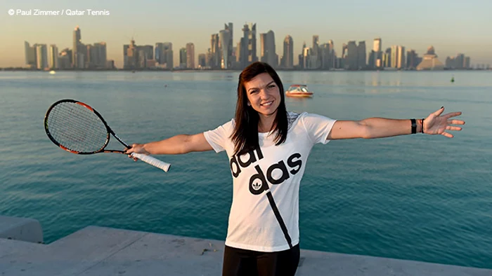 Simona Halep, în portul din Doha