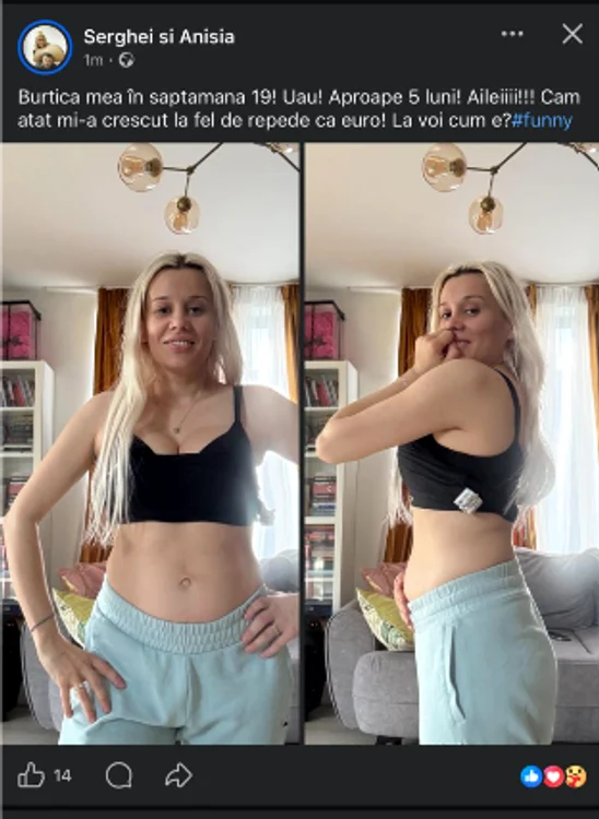 Anisia Gafton, însărcinată în cinci luni. Foto: Facebook