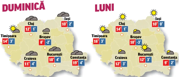Prognoza meteo pentru următoarele două zile anunță că aria ploilor se restrânge