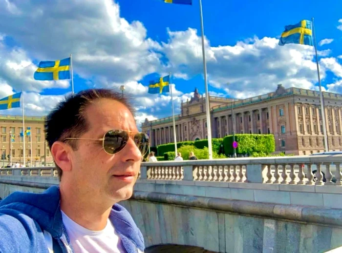 Dan Negru în Stockholm, locul unde se decernează premiul Nobel pentru Literatură /arhiva personala