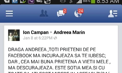Mesaj pentru Andreea Marin (Foto: Facebook) jpeg