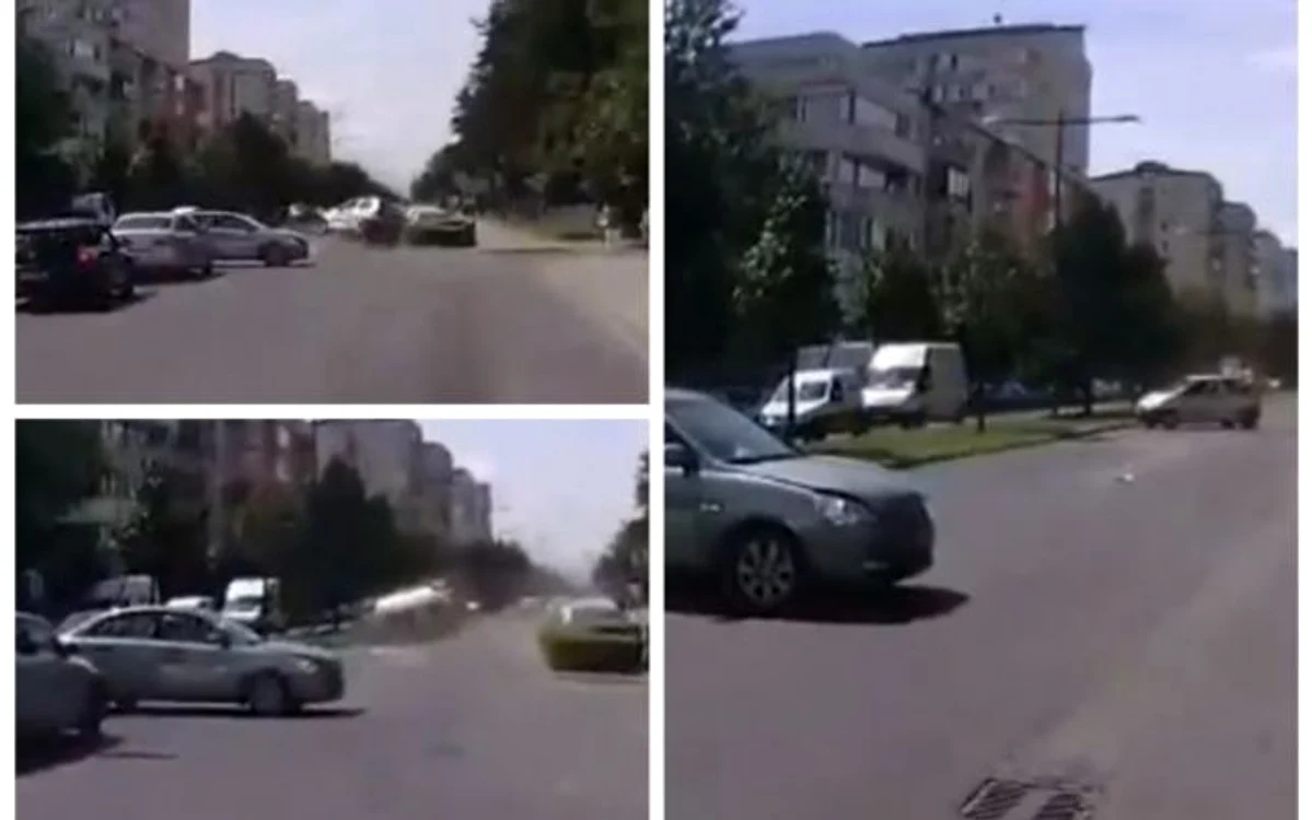 Un autoturism s-a răsturnat în urma impactului