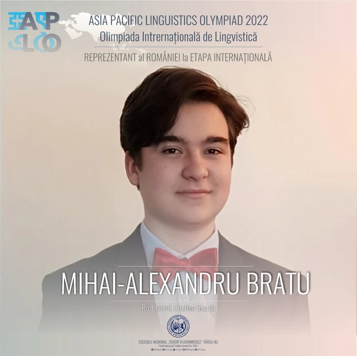 Mihai Alexandru Bratu s-a calificat la două olimpiade internaţionale Foto: facebook.com/CNTVtargujiu