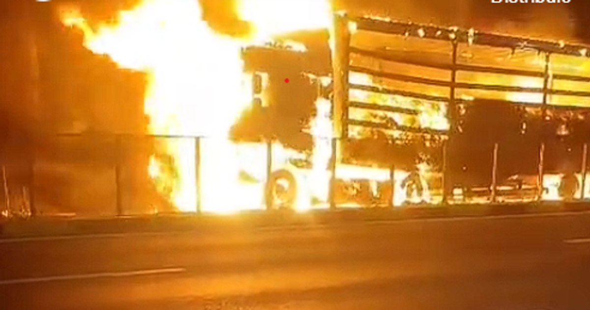Imagine asociată subiectului: Autotren încărcat cu bomboane a ars pe DN5, în zona Daia, fără victime