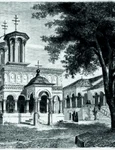 Biserica Mănăstirii Hurezi, în 1860, desen de Dieudonné Lancelot