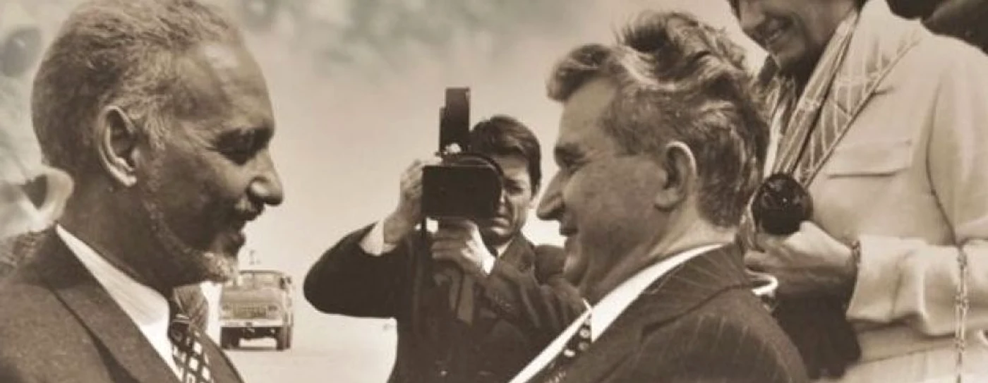Pantelie Tuţuleasa şi cuplul Ceauşescu într-o vizită externă